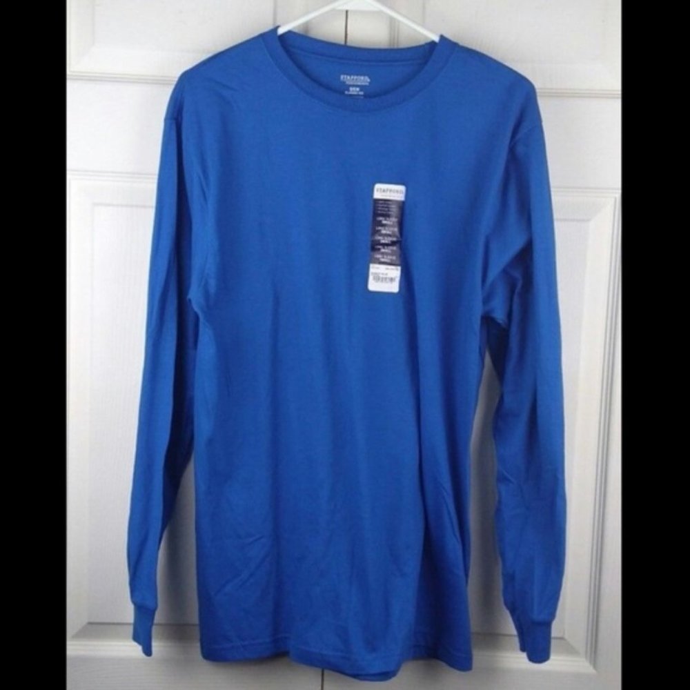 Stafford Runway Blue Long Sleeve Shirt Size S NEW